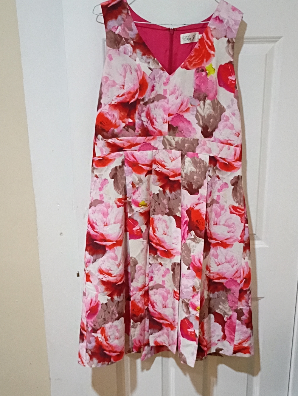 Eliza J Pink and Red Floral A-Line Dress